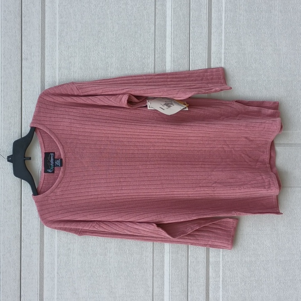 Jessica Stevens Victor Rose Pink Cashmere Look & Feel Sweater Size Medium NWT